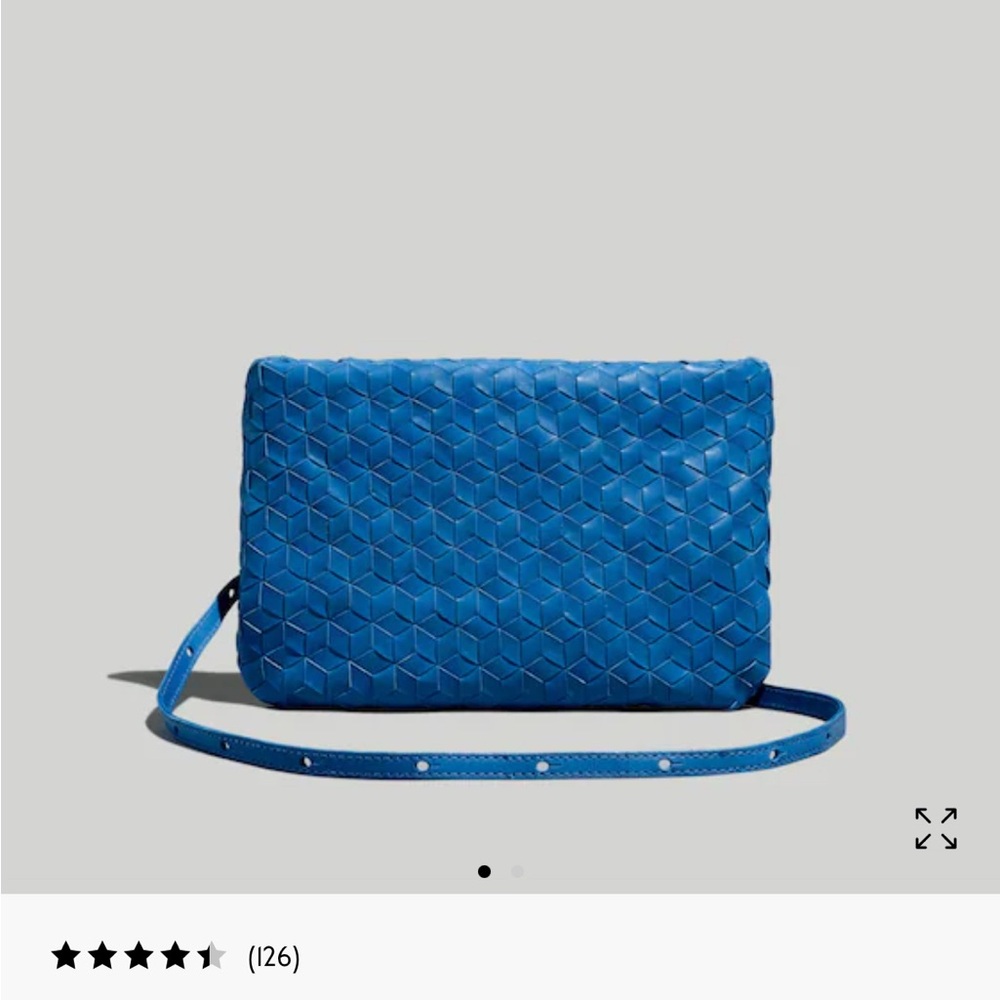 Madewell The Puff Crossbody Bag Blue Woven Leather Shoulder Bag